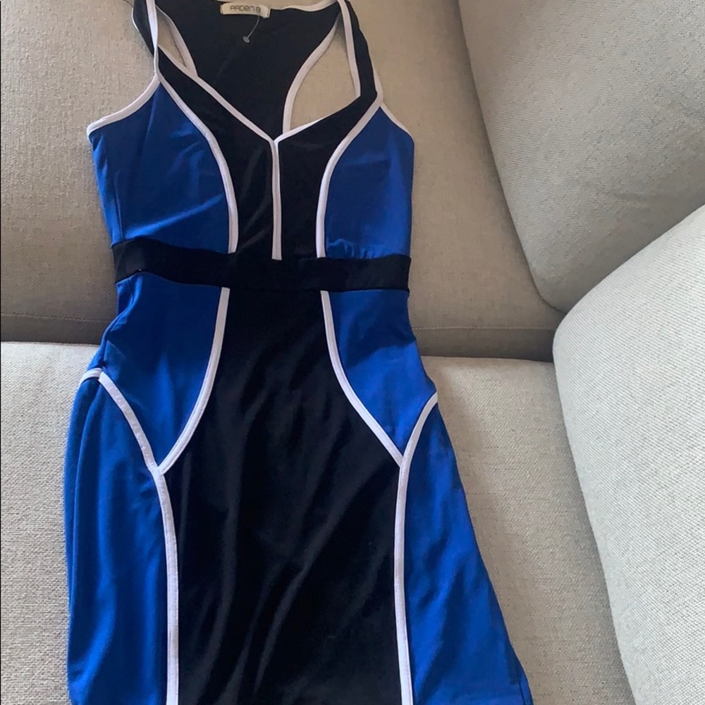 Arden B blue and black color block dress